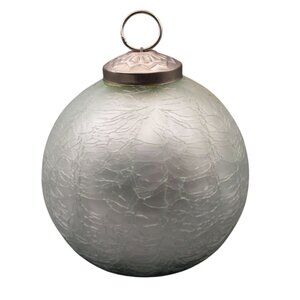 Vintage Mercury Style Green Crackle Glass Christmas Ornament Metal Cap GUC